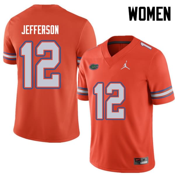 NCAA Florida Gators Van Jefferson Women's #12 Jordan Brand Orange Stitched Authentic College Football Jersey DVK0264TR